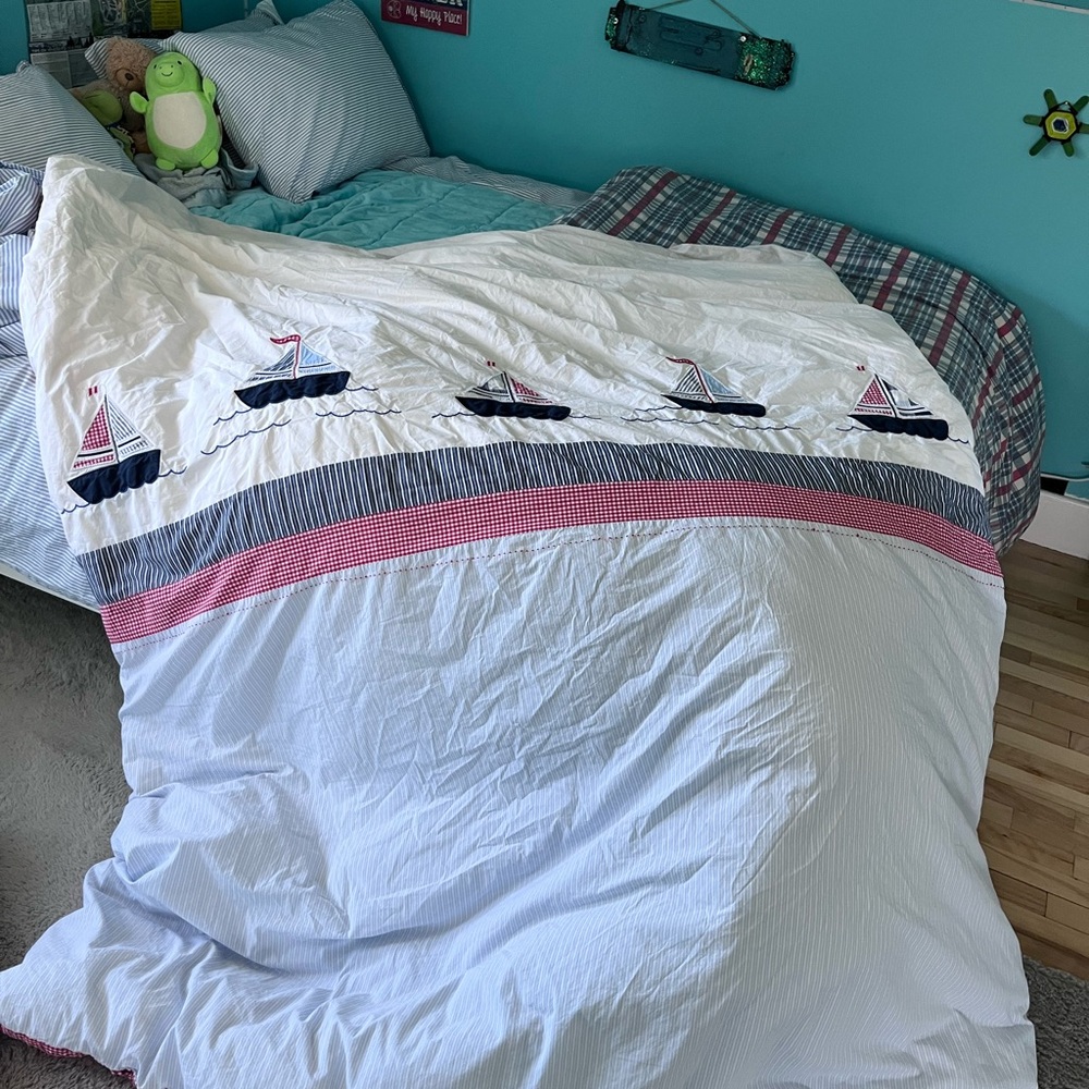 Pottery Barn Kids Blue and White Duvet Cover